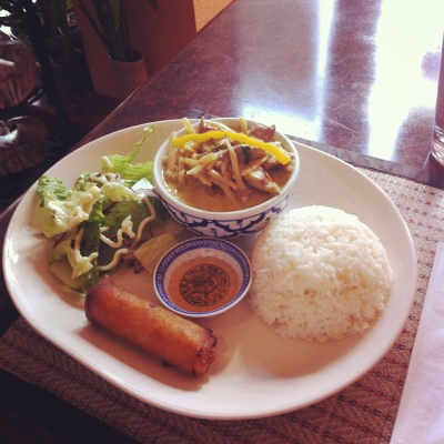 @westendbia: “Thida Thai’s green curry with beef lunch special. A