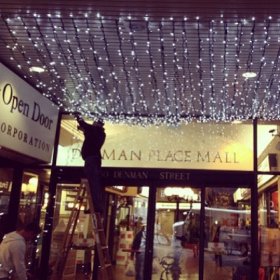 @westendbia: “The holiday lights are going up at @DenmanPlaceMall just