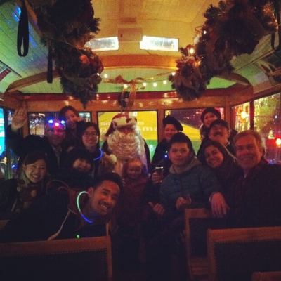 @westendbia: “Hanging out with Santa in the #ShineShopDine trolley. A
