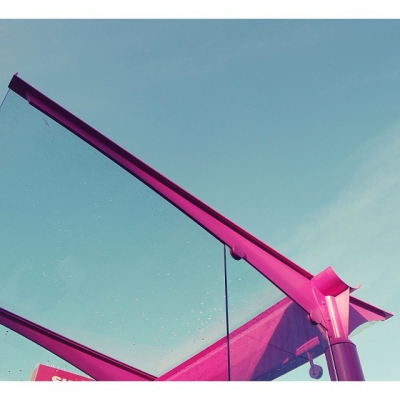 @westendbia: “Pink bus shelters and blue skies: Only in the