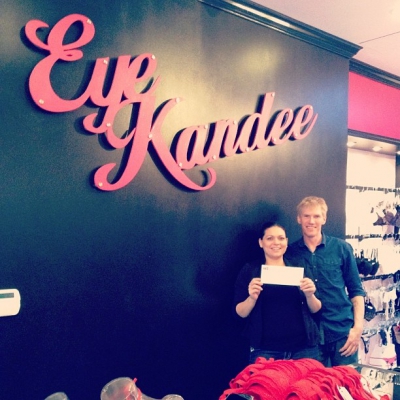 @westendbia: “Lorilee and Alex of @kandeelingerie accepting their $125 cheque