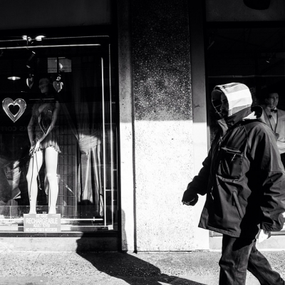 @westendbia: “Shadow play in Davie Village #WestEndYVR #WeAmaze #StreetPhotography #BW”