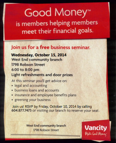 Free Business Seminar at Vancity