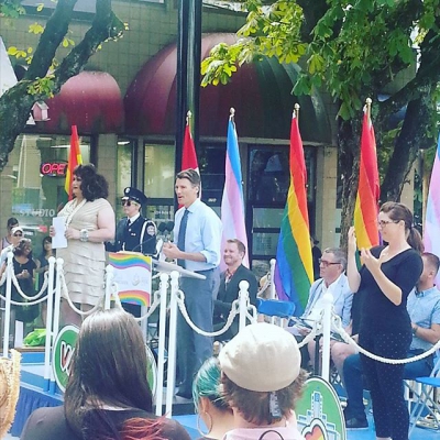 @jimdevaplaza: “Mayor Gregor Robertson welcomes Pride Week in the #jimdevaplaza”